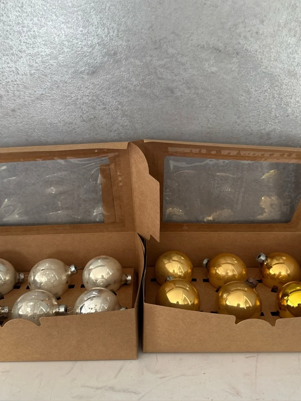 12 vintage Mercury glass ornaments gold silver